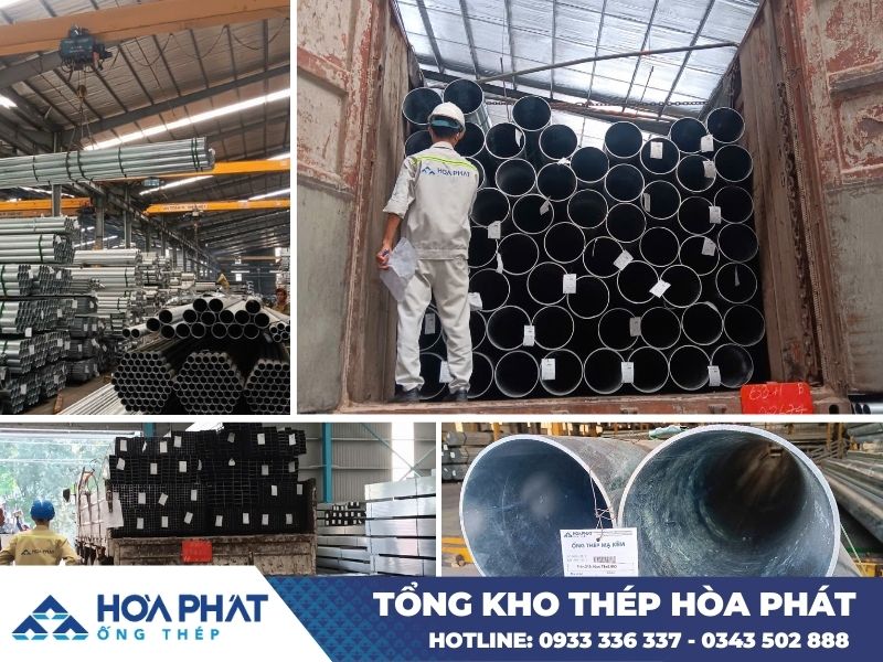 Hình ảnh kho thép ống Hòa Phát thực tế