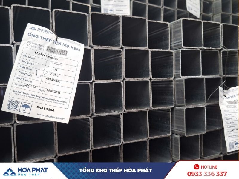 Thép hộp mạ kẽm hòa phát có bề mặt sáng bóng, khả năng chống oxy hóa tốt Thép hộp mạ kẽm hòa phát